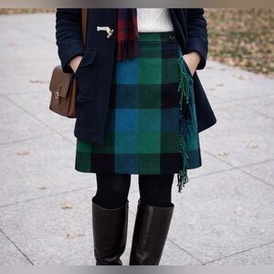 NWT Talbots Wool-blend Skirt 4P plaid green blue
